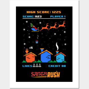 8 Bit Santa Clause Scene Posters and Art